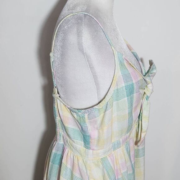Old Navy Pastel Plaid Linen Mini Sundress with Smocked Back Size Large - Picture 5 of 9